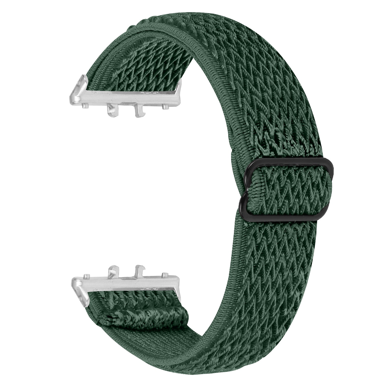 For Samsung Galaxy Fit3 SM-R390 Woven Watch Strap Adjustable Wrist Band with Silver Connector - White For Samsung Galaxy Fit3 SM-R390 Woven Watch Strap Adjustable Wrist Band with Silver Connector - White
